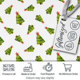 Scattered Christmas Trees with Red Star Tops Minimal Seamless Pattern Digital Print Fabric by the Metre UK Sewing Quilting Textile