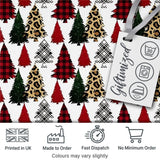 Trendy Christmas Trees in Plaid and Leopard Print Seamless Pattern Digital Print Fabric by the Metre UK Sewing Quilting Textile