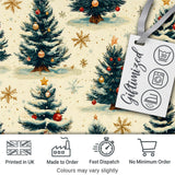 Watercolor Snowy Christmas Trees with Golden Snowflakes Seamless Pattern Digital Print Fabric by the Metre UK Sewing Quilting Textile