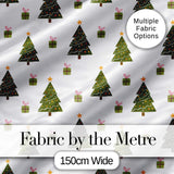 Minimal Christmas Trees with Gifts and Stars Cute Seamless Pattern Digital Print Fabric by the Metre UK Sewing Quilting Textile