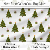 Minimal Christmas Trees with Gifts and Stars Cute Seamless Pattern Digital Print Fabric by the Metre UK Sewing Quilting Textile