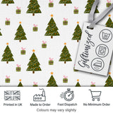 Minimal Christmas Trees with Gifts and Stars Cute Seamless Pattern Digital Print Fabric by the Metre UK Sewing Quilting Textile