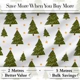 Hand Drawn Christmas Trees with Stars Minimal Seamless Pattern Digital Print Fabric by the Metre UK Sewing Quilting Textile