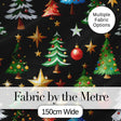 Christmas Trees with Golden Stars and Ornaments on Black Background  Digital Print Fabric by the Metre UK Sewing Quilting Textile