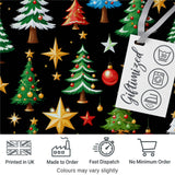 Christmas Trees with Golden Stars and Ornaments on Black Background  Digital Print Fabric by the Metre UK Sewing Quilting Textile