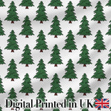 Simple Hand Drawn Green Christmas Trees Minimal Seamless Pattern Digital Print Fabric by the Metre UK Sewing Quilting Textile