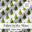 Watercolor Christmas Trees with Red Star Toppers Festive Seamless Pattern Digital Print Fabric by the Metre UK Sewing Quilting Textile