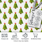 Watercolor Christmas Trees with Red Star Toppers Festive Seamless Pattern Digital Print Fabric by the Metre UK Sewing Quilting Textile