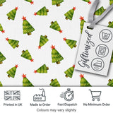 Watercolor Christmas Trees with Red Star Tossed Layout Seamless Pattern Digital Print Fabric by the Metre UK Sewing Quilting Textile