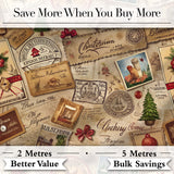 Vintage Christmas Ephemera with Letters Stamps and Holiday Motifs  Digital Print Fabric by the Metre UK Sewing Quilting Textile