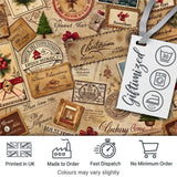 Vintage Christmas Ephemera with Letters Stamps and Holiday Motifs  Digital Print Fabric by the Metre UK Sewing Quilting Textile