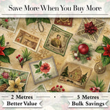 Classic Christmas Botanical Elements with Holly Berries and Flowers  Digital Print Fabric by the Metre UK Sewing Quilting Textile