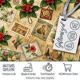 Classic Christmas Botanical Elements with Holly Berries and Flowers  Digital Print Fabric by the Metre UK Sewing Quilting Textile
