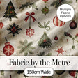 Minimal Christmas Ornaments Pine Branches and Bows Seamless Pattern Digital Print Fabric by the Metre UK Sewing Quilting Textile