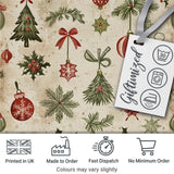 Minimal Christmas Ornaments Pine Branches and Bows Seamless Pattern Digital Print Fabric by the Metre UK Sewing Quilting Textile