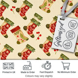 Festive Christmas Stockings Holly Berries and Holiday Decor Seamless Pattern Digital Print Fabric by the Metre UK Sewing Quilting Textile