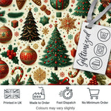 Classic Christmas Trees Candy Canes Baubles and Festive Decor Seamless Pattern Digital Print Fabric by the Metre UK Sewing Quilting Textile