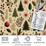 Elegant Christmas Trees Holly Leaves Berries and Snowflake Elements  Digital Print Fabric by the Metre UK Sewing Quilting Textile