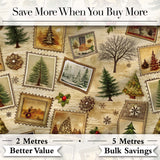 Vintage Framed Winter Landscapes Christmas Trees and Rustic Holiday Art  Digital Print Fabric by the Metre UK Sewing Quilting Textile