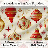 Luxury Red and Gold Christmas Baubles Snowflakes and Star Elements  Digital Print Fabric by the Metre UK Sewing Quilting Textile
