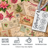 Elegant Vintage Christmas Postcards Botanical Florals and Script Collage  Digital Print Fabric by the Metre UK Sewing Quilting Textile