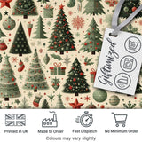 Festive Christmas Trees Gifts Snowflakes and Ornaments Seamless Pattern Digital Print Fabric by the Metre UK Sewing Quilting Textile