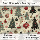 Scandinavian Christmas Trees Baubles Snowflakes Nordic Seamless Pattern Digital Print Fabric by the Metre UK Sewing Quilting Textile