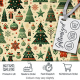 Scandinavian Christmas Trees Ornaments Nordic Style Seamless Pattern Digital Print Fabric by the Metre UK Sewing Quilting Textile