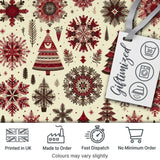Red Black Nordic Christmas Trees Snowflakes Winter Seamless Pattern Digital Print Fabric by the Metre UK Sewing Quilting Textile