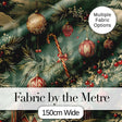 Classic Christmas Ornaments Holly Candy Cane Pine Branch Seamless Pattern Digital Print Fabric by the Metre UK Sewing Quilting Textile