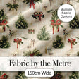 Elegant Christmas Gift Boxes Pine Branch Red Bow Seamless Pattern Digital Print Fabric by the Metre UK Sewing Quilting Textile