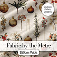 Elegant Botanical Christmas Baubles Floral Leaves Seamless Pattern Digital Print Fabric by the Metre UK Sewing Quilting Textile