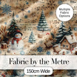 Winter Snowman Christmas Trees Music Notes Seamless Pattern Digital Print Fabric by the Metre UK Sewing Quilting Textile