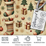 Cozy Christmas Stockings Gifts Candy Canes Seamless Pattern Digital Print Fabric by the Metre UK Sewing Quilting Textile