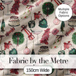 Festive Holiday Cakes Wreaths Candles Gifts Seamless Pattern Digital Print Fabric by the Metre UK Sewing Quilting Textile