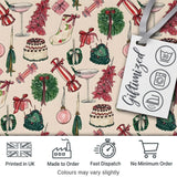 Festive Holiday Cakes Wreaths Candles Gifts Seamless Pattern Digital Print Fabric by the Metre UK Sewing Quilting Textile