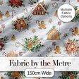 Gingerbread Houses Candy Canes Winter Treats Seamless Pattern Digital Print Fabric by the Metre UK Sewing Quilting Textile