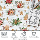 Gingerbread Houses Candy Canes Winter Treats Seamless Pattern Digital Print Fabric by the Metre UK Sewing Quilting Textile