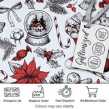 Vintage Christmas Sketch Stocking Candy Cane Seamless Pattern Digital Print Fabric by the Metre UK Sewing Quilting Textile