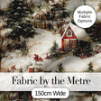 Snowy Christmas Village Houses Winter Scene Seamless Pattern Digital Print Fabric by the Metre UK Sewing Quilting Textile