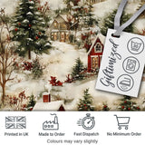 Snowy Christmas Village Houses Winter Scene Seamless Pattern Digital Print Fabric by the Metre UK Sewing Quilting Textile