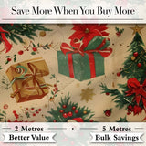 Christmas Gift Boxes Pine Branch Holiday Seamless Pattern Digital Print Fabric by the Metre UK Sewing Quilting Textile