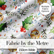 Festive Holly Leaves Bells Pine Branch Confetti Seamless Pattern Digital Print Fabric by the Metre UK Sewing Quilting Textile