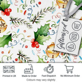 Festive Holly Leaves Bells Pine Branch Confetti Seamless Pattern Digital Print Fabric by the Metre UK Sewing Quilting Textile