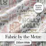 Christmas Typography Holiday Words Pastel Seamless Pattern Digital Print Fabric by the Metre UK Sewing Quilting Textile