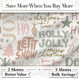 Christmas Typography Holiday Words Pastel Seamless Pattern Digital Print Fabric by the Metre UK Sewing Quilting Textile