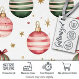Minimal Red Green Baubles Stars Elegant Seamless Pattern Digital Print Fabric by the Metre UK Sewing Quilting Textile