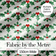Classic Holly Leaves Red Berries Festive Seamless Pattern Digital Print Fabric by the Metre UK Sewing Quilting Textile