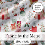 Cozy Christmas Gifts Mug Stocking Holiday Seamless Pattern Digital Print Fabric by the Metre UK Sewing Quilting Textile