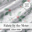 Soft Winter Holly Leaves Berry Minimal Seamless Pattern Digital Print Fabric by the Metre UK Sewing Quilting Textile